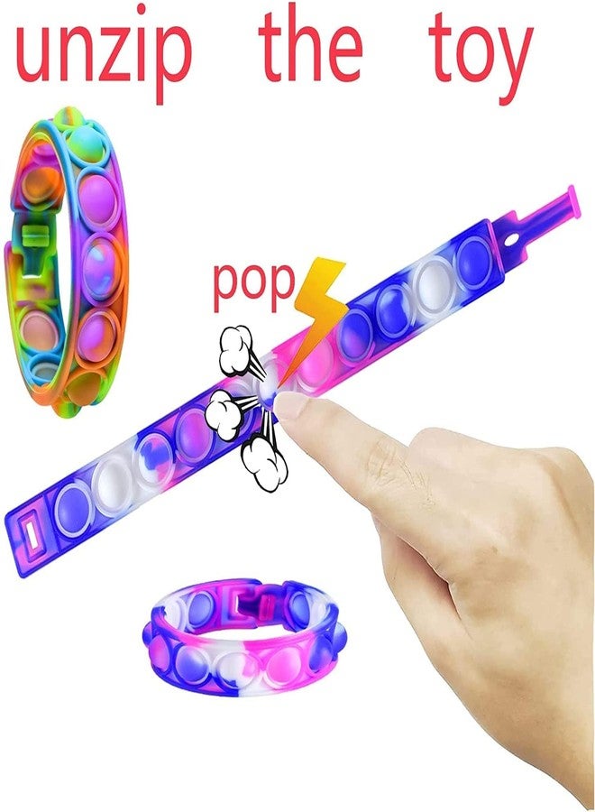 GR DESIGN® Pop it Band for Kids Children Band Hand Bracelet Multicolor Rainbow Colors Rubber Band - Set of 12 - Image 4